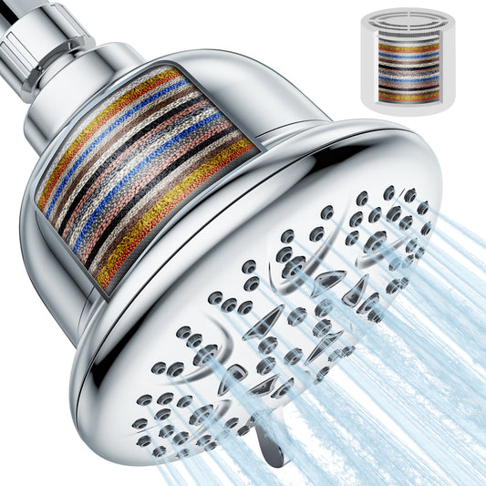 Filtered Shower Head, High Pressure Shower Head with 22 Stage Filter for Hard Water, 7 Modes Rain Showerhead for Hair & Skin, Easy Install, Remove Chlorine and Heavy Metals (Chrome)